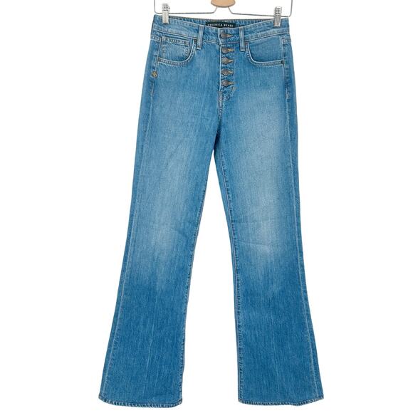 Veronica Beard Womens Crosbie‎ Button Fly Denim High Rise Wide Leg Jeans 26 Blue - Picture 1 of 10